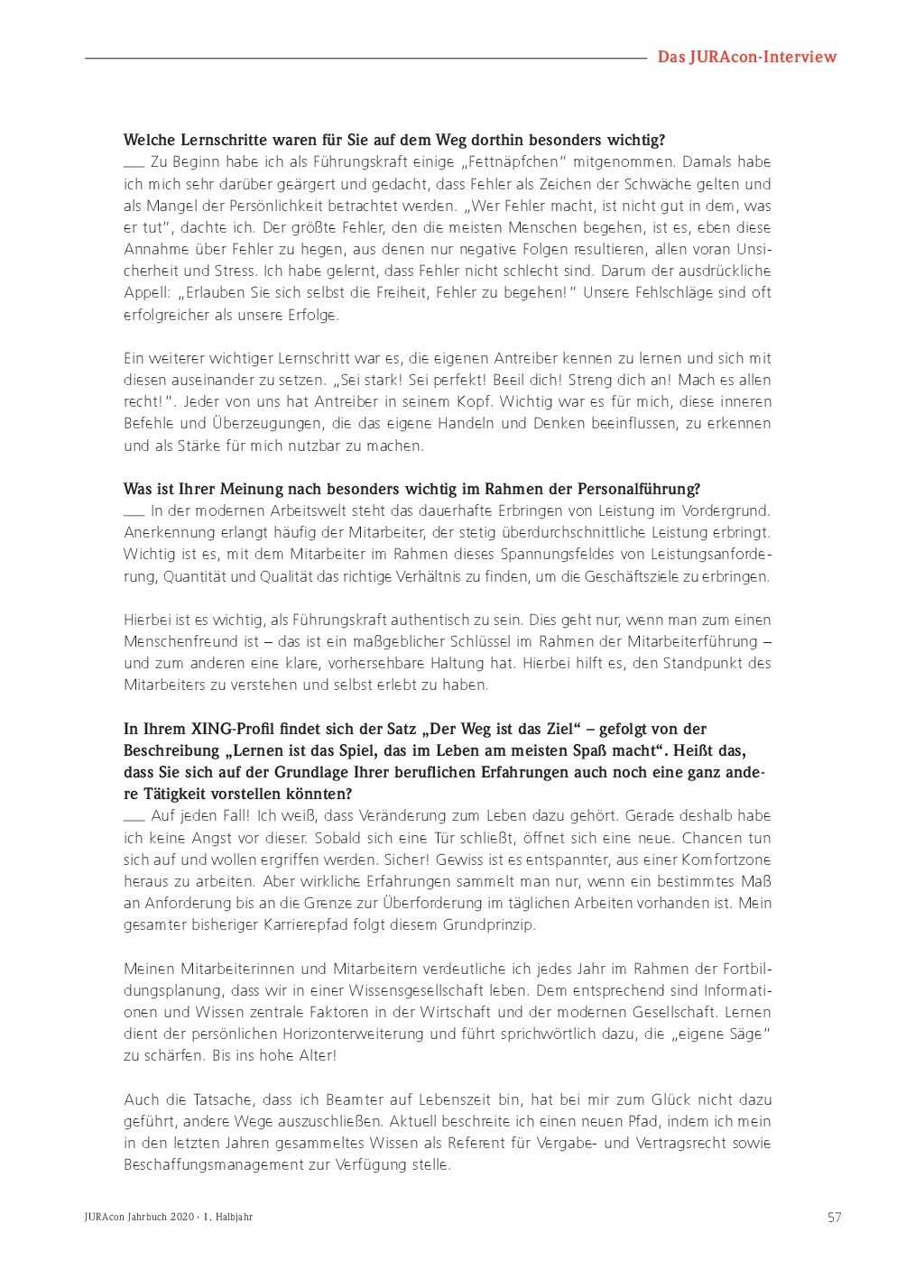 JURAcon Jahrbuch 2020 - Interview Marco Führer - Seite 57